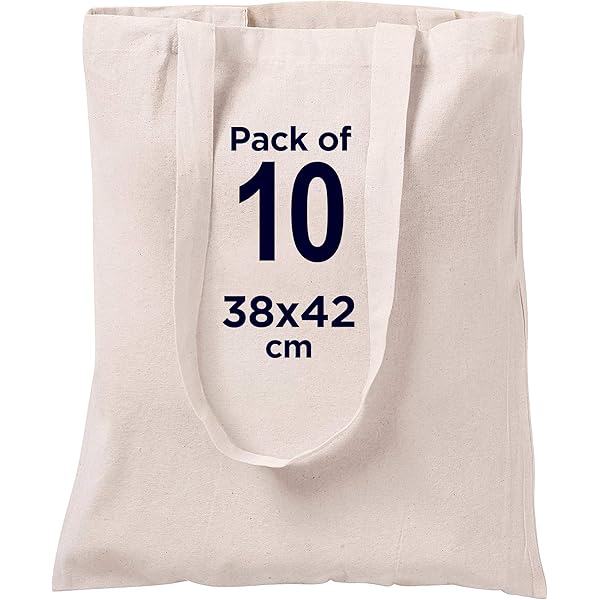 Pack Of 50 Premium Plain Natural Cotton Shopping Tote Bags Eco Friendly Shoppers Ideal For Printing And Decorating (Pack Of 50 - View #8