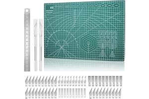 OUSINBY Cutting Mat A3 Set with Steel Ruler, Self Healing Craft Mat Art Mat for DIY, Paper, Sewing, Fabric, Quilting, Scrapbook