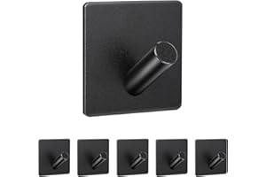 SISYS Ganci Adesivi, 6 Pezzi 3M Ganci Appendiabiti da Porta Ganci Muro per Camera Cucina Bagno Soggiorno Ganci Portasciugamani Ganci Impermeabile, Neri
