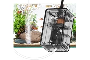 hygger Pompa tlenowa do akwarium, pompa powietrza 1,5 W, cichy perlator < 40 dB, regulowana pompa membranowa 800 ml/M, energooszczędna z przezroczystą strukturą, do basenów rybnych i nanoakwariów