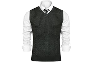 Sykooria Gilet Maglione da Uomo con Scollo V Maglioncino Smanicato Senza Maniche Pullover Gilet Cotone in Maglia Invernale Maglioni e Cardigan da Uomo Casual