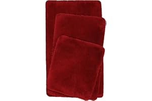 ‎HOMIE LIVING Homie Living Badteppich, Badematte kuscheliger Flauschiger weicher Flor l rutschfest und Waschbar Porto Azzurro (80 x 150 cm, Rot)