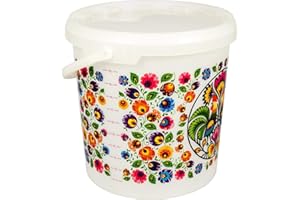 Browin 340412 Secchio per uso alimentare 10 l, con coperchio e manico, con scala e modello popolare, secchio universale - per conservare cibo, frutta, funghi, rifiuti