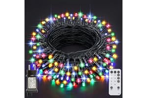 Realky Luces de Navidad, 26.2M 220 LED Luces de Arbol de Navidad, 8 Modos con Función de Memoria y Control Remoto Luz Cadena Ligera para Jardín, Balcón, Interior, Boda, Fiesta - Multicolor