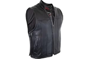 MDM Gilet homme en véritable cuir de vachette