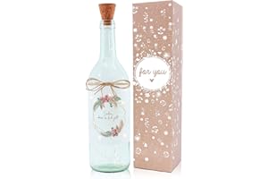 OWLBOOK Schön, dass es dich gibt Boho Flaschenlicht personalisiert Geschenke für Frauen Geschenkideen für Freundin Frau Ehefrau Partnerin zum Geburtstag Valentinstag Jahrestag Weihnachten Glas LED