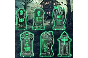 KOIROI Lápidas de Halloween Efecto Fluorescente, Tumbas De Halloween, Decoración de Halloween con Lápidas, Lápidas de Cementerio Artificiales de Halloween, Disfraces aterradores para Interiores Exteriores