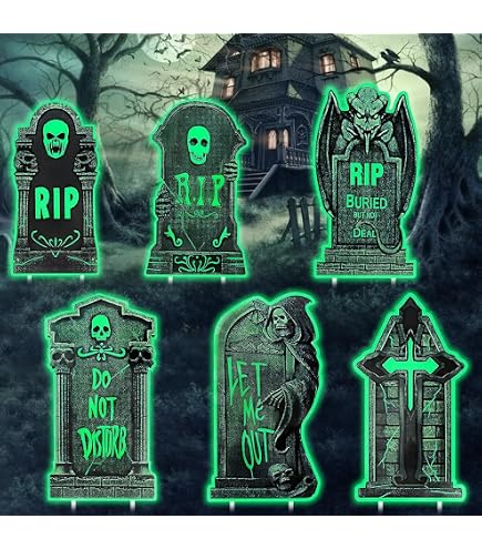 Pierres Tombales Miniatures Halloween - Lot De 12, Résine Grisée - Déco Cimetière, Village Hanté, Cupcakes - 4,4 Cm