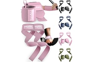 BREAKING LIMITS Straps Palestra Uomo + Polsini Palestra Accessori Donna (1 Set) – Lifting Straps e Wrist Wraps – Fasce e Fascette Allenamento – Cinghie, Polsiere e Polsiera per Sollevamento Pesi e Gym