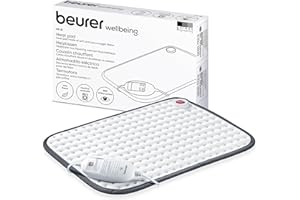 ‎BEURER Beurer Heizkissen HK 41, kuscheliges Wärmekissen mit 3 Temperaturstufen und Abschaltautomatik, maschinenwaschbar, made in Europe, weiß / grau, 44 x 33 cm