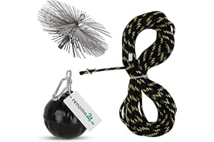 Renomo24 Chimney Brush Spring Steel | Pull Weight 1.9 kg | Broom Size 160 mm | Pull Rope Length 10 m | Cleaning Set for Efficient Chimney Care