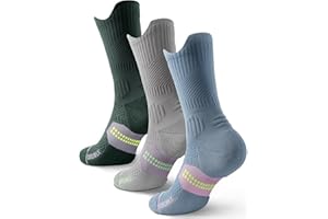 Juclise Calcetines de compresión Coolmax Bamboo para correr para mujer, transpirables, antiampollas acolchados