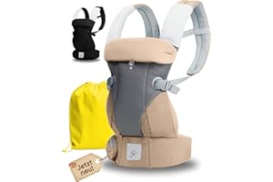 KIDDY KINGDOM Ergonomische Babytrage Neugeborene ab Geburt - 3 in 1 Multifunktionale Kindertrage von 0-36 Monaten - Baby Trage mit 3D SOFT MESH - Baumwolle - Baby Tragegurt Baby Tragetasche beige