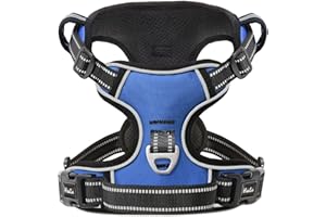 HEELE Pettorina Cane Taglia Grande Riflettente Pettorina Addestramento Cani Anti Tiro con 2 Ganci in Metallo + Comodo Maniglia, Gilet per Cani Regolabile per Camminare, Blu, XL