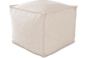 Deshome - Pouf poggiapiedi 60x60x50 cm idrorepellente con imbottitura sfoderabile per esterno interno: Puff design per divano soggiorno camera da letto, Puff, Pouffe salotto Light Pouf (Beige)