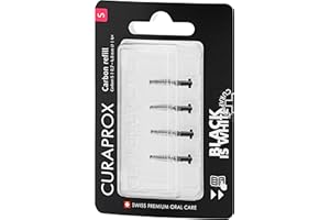 ‎CURAPROX Curaprox Interdentalbürsten-Nachfüllpackungen Carbon - Größe S, Ultrafeine Kegelform zur schonenden Reinigung schmaler Spalten | 4er-Pack | Designed in Switzerland/Schwarz