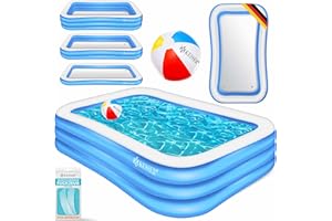 ‎KESSER KESSER® Aufblasbarer Pool Familienpool für Kinder und Erwachsene Gartenschwimmbad Familienschwimmbad Sommer 240x142x56 cm Planschbecken 613 Liter Füllmenge Kinderfreundlich Inkl. Flickzeug & Ball