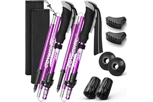 COVACURE Walking Poles - 2 Pack Lightweight Collapsible Walking Sticks for Hiking, Camping & Backpacking- 7075 Aluminum Foam Grip & Padded Strap
