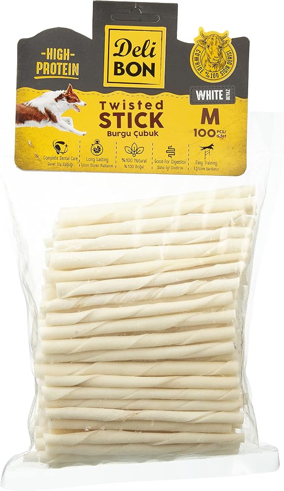 Doggie Delibon Gerçek Deriden Kalın Burgu Çubuk, Thıckx100Pcs., Beyaz