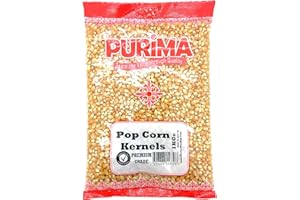 Popping Corn 1kg - Popcorn Kernels for Popcorn Machine Maker or Oil Pan Popped – Add Your Flavouring / Seasoning – Perfect Cinema Style Movie Night Homemade Pop Corn Seeds Kernel - PURIMA - 1 kg
