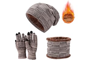 JXCTNNU Cappello Sciarpa Guanti Set Invernale Berretto Cappelli Invernali Invernale Scaldacollo Guanti Touch Screen Uomo Donna 3in1 Kit Accessori Caldi Cappello Sciarpa Guanti