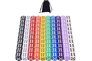 AUSTOR 100 Stück Würfel Bunt Würfel 6 Seitige Würfel 16mm für Tenzi Würfelspiele Tischspiele (Runde, Solide Farbe)