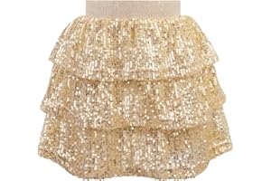 Bezioner Pailletten Rock Glitzer Rock Mädchen Glänzende Rüschenrock A-Linie Prinzessin Rock Karneval Party Rave Outfit