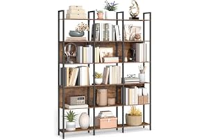 ‎VASAGLE VASAGLE Bücherregal, Küchenregal, Standregal mit 6 offenen Regalebenen, Flur, Küche, Büro, stabiles Stahlgestell, Industrie-Design, 24 x 128 x 187,1 cm, vintagebraun-tintenschwarz LLS151K01
