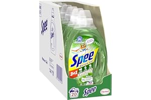 ‎SPEE Spee, Nature Gel 3+1, Vollwaschmittel, 120 (6 x 20) Waschladungen, starke natürliche Waschkraft, mehr natürliche Dufstoffe und 77 Prozent pflanzenbasierte Inhaltsstoffe - zum schlauen Preis