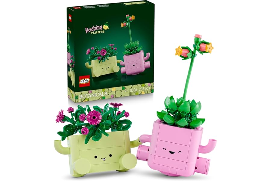 LEGO Botanicals Rocking Plants - Artificial Flowers Set with 2 Fake Plants and 2 Pastel Pots - DIY Bedroom Decoration - Gift Idea for Girls from 9 Years and Adults - 11506