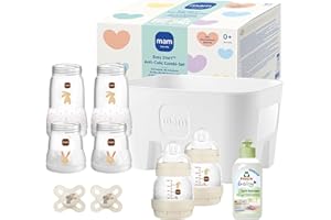 MAM Easy Start Anti-Colic Neugeborenen-Set | 0+ Mon | Baby Geschenk Set | weniger Koliken | 94% Akzeptanz | 96% Hebammen-Empfehlung | 6 Babyflaschen & 2 Original Start Schnuller & Flaschenkorb | beige