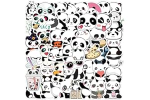 CANVERLENS Autocollants de Panda 50 pièces pour bouteilles d'eau ordinateur portable planche à roulettes, cadeau d'autocollant mignon pour enfants adolescents étanche