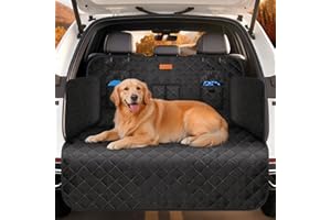 Looxmeer Car Boot Protector, Non-slip Waterproof Car Boot Liner For Dogs with Bumper & Side Protection, Universal Scratchproof Heat-pressed Technology Dog Trunk Cover for Suv Truck Cars Travel