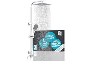 EISL EASY DELUXE DX12011, Set doccia senza rubinetto, con grande doccia a pioggia in acciaio inox (300 x 300 mm) e doccetta, colonna doccia, colonna doccia senza miscelatore