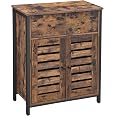 VASAGLE Beistellschrank, Nachtschrank, Kleiner Seitenschrank, Küchenschrank, Flurschrank Mit Lamellentür, Wohnzimmer, Schlafzimmer, Büro, Industriestil, Vintage, Dunkelbraun LSC35BX