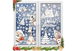 ‎ETOPGO Etopgo Fensterbilder Weihnachten Selbstklebend, 9 Blatt 146 Stk Weihnachts Fensterbilder, Wiederverwendbar Statisch Haftende PVC Aufkleber, für Winter Fenster Weihnachten deko
