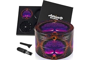 ASTRIVA Grinder Herb Large, 63mm 4 Piece Grinder with Sharp Shark Teeth, Cool Fantasy Metal Grinders for Kitchen Spice & Herbal Tea, Gift Set for Boyfriend & Girlfriend, Man & Women, Papa, Father