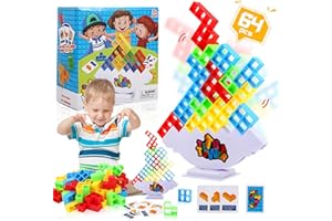 WEAFRICTCH 64PCS Tetra Tower Balance Game, Tetra Tower Stacking Game, Tetris Tower Game, Team Toys Building Block, Tetris Tower Balance Game for Kids & Adults
