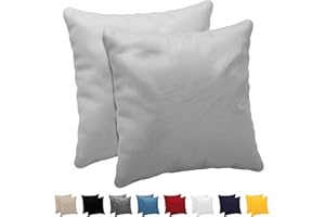 Dreamzie Federa Cuscino (Set di 2) - Grigio Cotone - Per i Cuscini 60 x 60 cm - 100% Jersey di Cotone - Federa da Cuscino - Copri Cuscino per Letto - Fodera Protezione per Cuscino