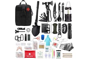 Ett överlevnadskit med Emergency-kit, 206-delars överlevnadsutrustning nödryggsäck, kompass militärskyffel camping ljus regnr