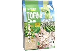 Croci Arena Tofu Clean de 10 l de manzana verde – Arena para gatos aglomerante perfumada con manzana verde, biodegradable, se lanza en el inodoro, 100% vegetal, arena antiolores de larga duración