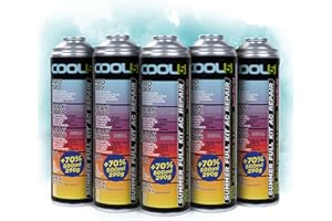 COOL5 5in1-5 x Recharge clim voiture R134a - r134a recharge kit, gaz de clim r134a pour la climatisation des voitures 1995-2016 - 5 BOX + Universal cleaner 500ml