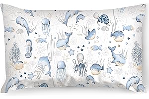 PinkZebra Taie d'oreiller pour enfant, Housse de coussin 50 x 70 cm en 100% coton, Housse de coussin pour garçon, certifiée Öko-tex Standard 100, Housses de coussin pour enfant avec fermeture éclair