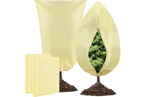 YAWAHOME Plant Fleece Frost Protection, 2 Pack 100x120 CM Anti-Freeze Breathable Winter Fleece for Plants - Garden Frost Cover with Zipper & Drawstring for Tree in Winter Outdoor Cold Weather & Snow