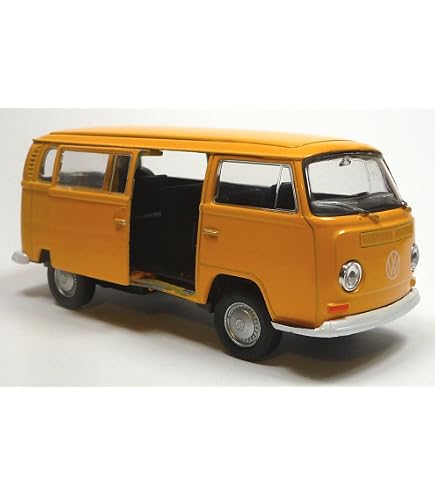 Welly VW T2 Bus Modellauto 1/43 | Ca. 12 Cm Lang, Mit Individuellem Wunschkennzeichen | Metall/Plastik, Tür öffnend