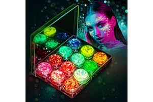 Eleanore's Diary Gel Corporal con Purpurina, de Brillo Luminoso, Maquillaje 12 Colores, Chunky Glitter, Brillantes para la Cara Festival