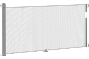 NAIZY Griglia di protezione per porta, 0-300 cm, tenda a rullo di protezione per scale e cani, porta retrattile, barriere per cani per interni ed esterni, colore grigio, LMZJ-HAG1393A