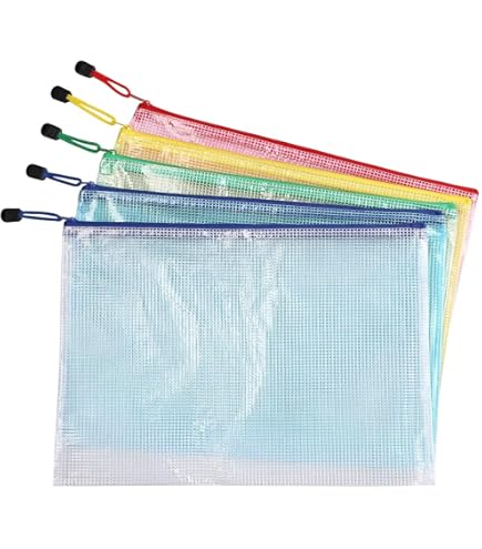 10pcs Pochette Documents Zippée A4, Portefeuille En Maille Zippée Pour