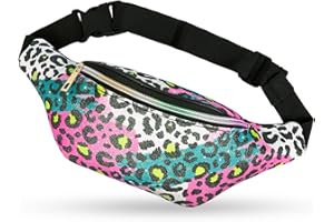 Basumee Sac Banane à Paillettes pour Enfant 12 x 32 cm - en Cuir synthétique - pour Le Cyclisme, la Course, Le Camping, Le Sport, Multicolore