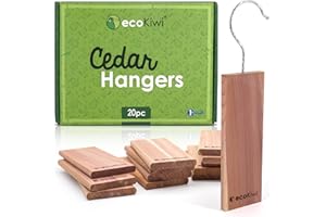 ecoKiwi Moth Repellent for Wardrobes & Clothes - 20 Pack Cedar Wood Hanging Blocks - Cedarwood Moth Repellent Wardrobe Freshener - 100% Natural Oil Storage for Drawers with Sandpaper